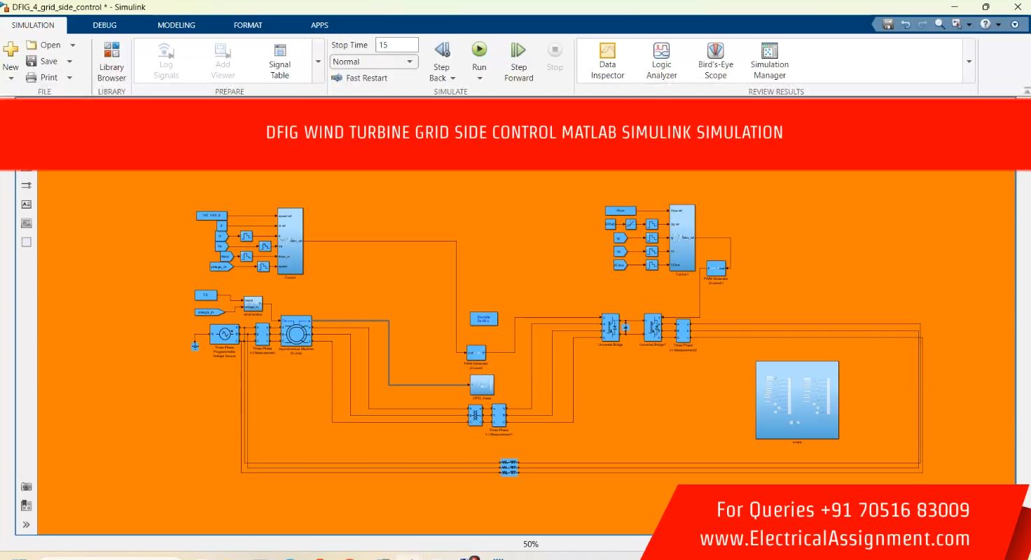 DFIG Wind Turbine Direct Control Strategy - MATLAB Simulink screenshot 8